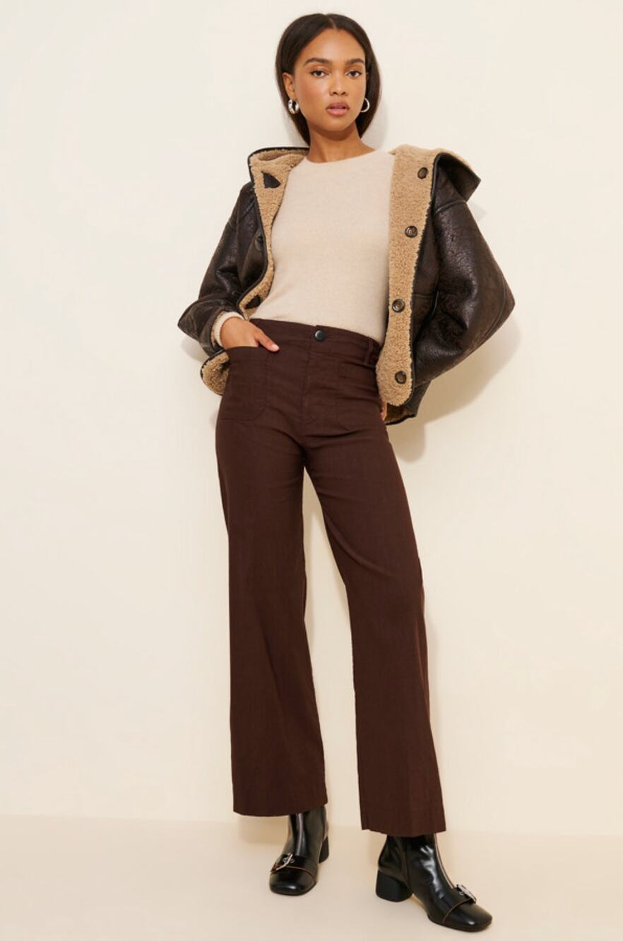 Maeve Colette High-Rise Wide-Leg Full-Length Trouser Pants Magic Fabric Size 28